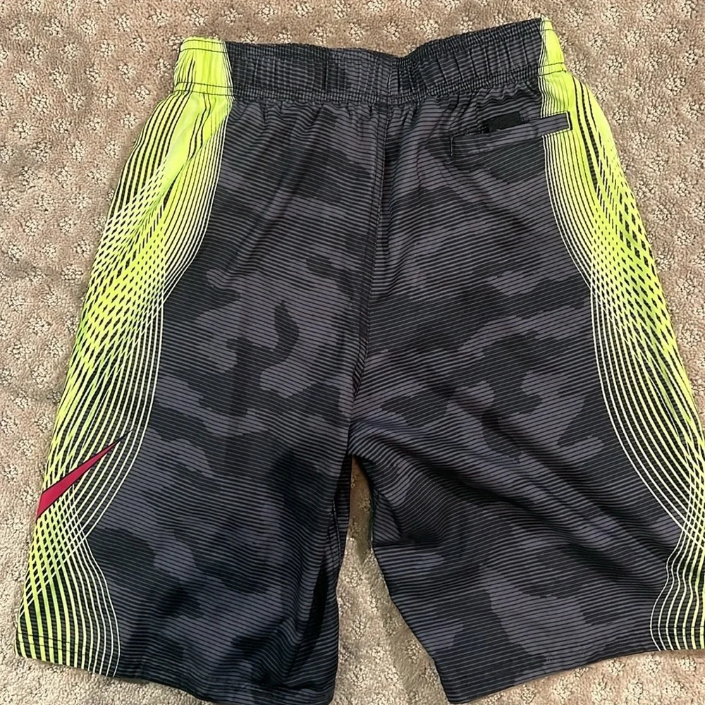 Nike Black and Neon Yellow Camo Shorts